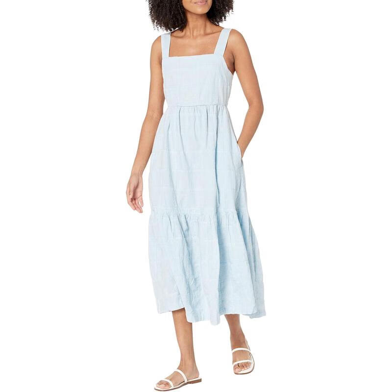 madewell夏季女裙 layne apron长款连衣裙方领无袖有口袋 时尚舒适