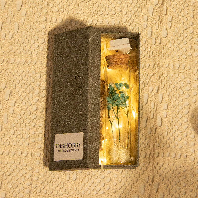 妙普乐荧光花 送你一朵玫瑰干花红花玻璃试管标本小花束一支送女友