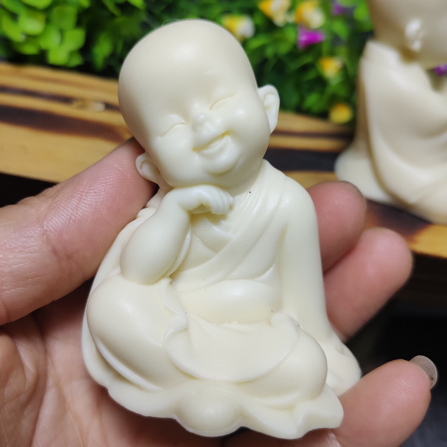 小和尚摆件茶宠小沙弥手把件创意车载装饰品佛像中控台 思索小和尚