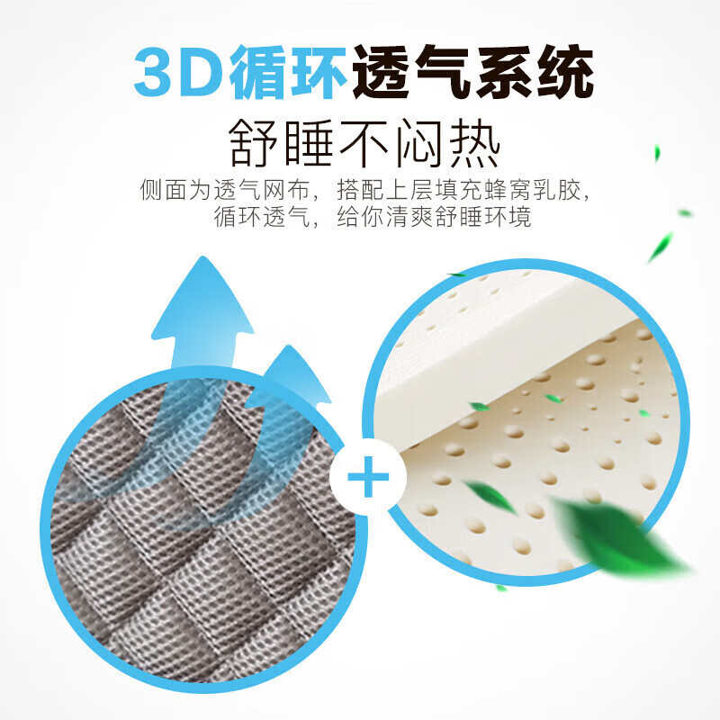富安娜床垫 软硬适中整网弹簧抗菌防螨泰国进口乳胶床垫 1.2*2米 云享