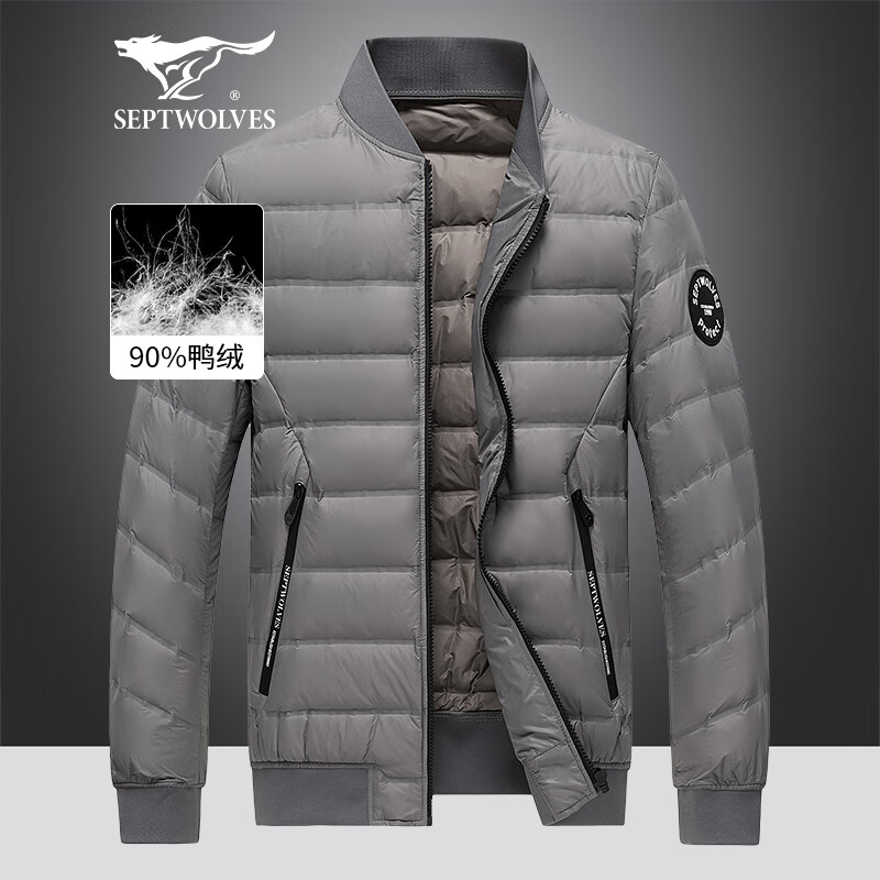七匹狼(septwolves)羽绒服男冬季棒球领休闲运动外套鸭绒保暖易打理防