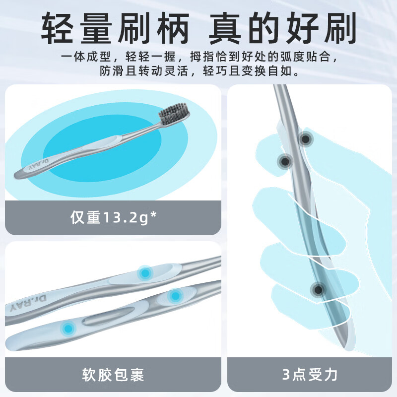 雷治牙刷畅快牙刷速干护菌家庭装牙刷4支装成人学生家庭装 软毛 4支 D11牙刷一盒