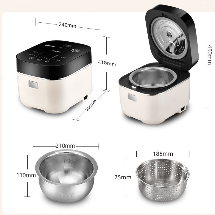 千寿QUASHO低糖电饭煲3L纯钛内胆2-4人电煮锅0涂层316L医用级钢胆智能预约IH立体电磁加热家用电饭锅 米黑色 3L -316L医用级钢胆款 （2-4人适用）