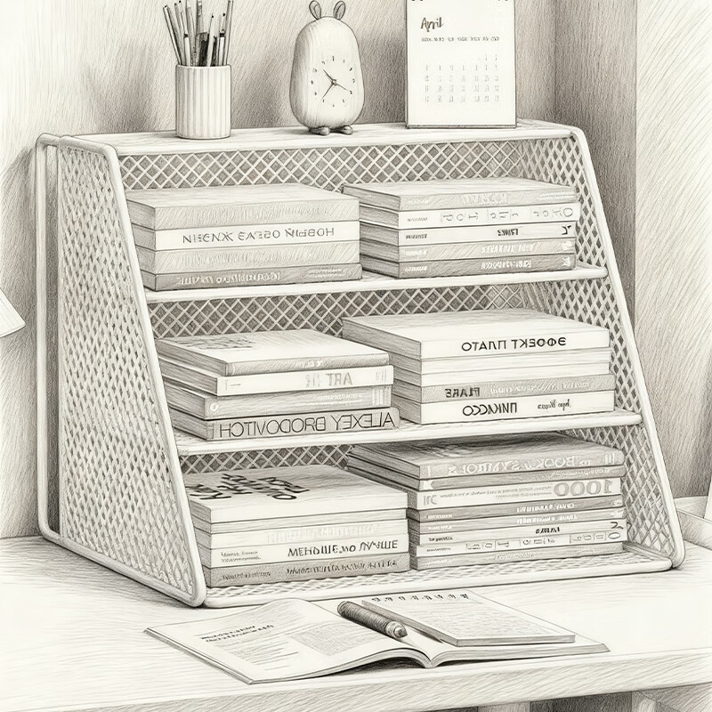 尔思家桌面置物架台面书架家用桌上收纳架多层办公桌书桌分层架子整理架 白色大号【加高款】