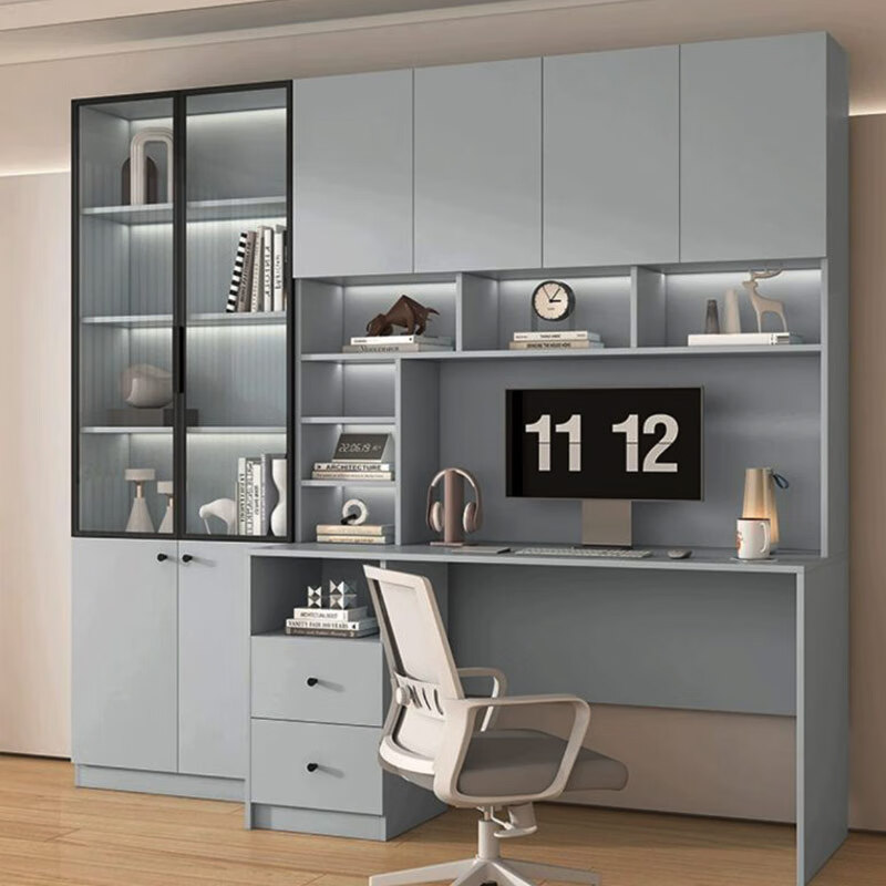 榕楚书桌定制家用实木书桌书桌书柜一体书桌卧室学习桌高端家用书桌 长120cm四门木柜(桌+80cm书柜)