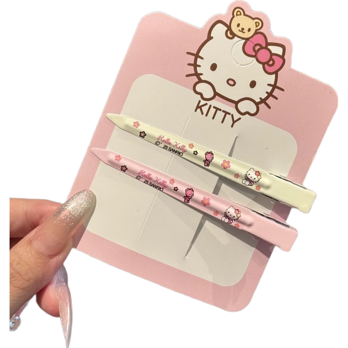 可爱樱花猫咪鸭嘴夹少女化妆蓬松一字夹软萌卡通ins风百搭刘海夹 樱花kt化妆夹【超值4件套】各2个