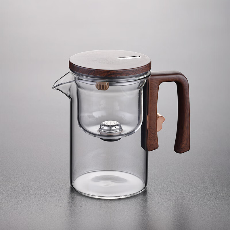 世器加厚飘逸杯茶水分离全玻璃内胆泡茶壶磁吸无杆飘逸壶家用过滤茶壶 透明磁吸飘逸杯 520ml