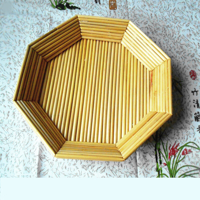 hywlkj高粱杆高沿馒头筐水果篮饺子帘子八角簸箩农家手工馒头垫盖垫
