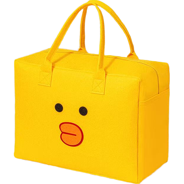 卡通毛毡旅行包收纳手提包大容量可爱外出行李包拉杆箱可套必备 小新全员【40cm*30cm*20cm】可挂行李箱