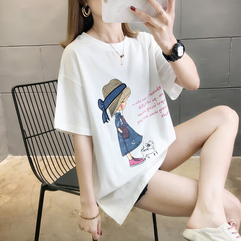 喻小熊初中学生夏天穿的短袖女生半袖半截袖短袖t恤少女夏装新款高中