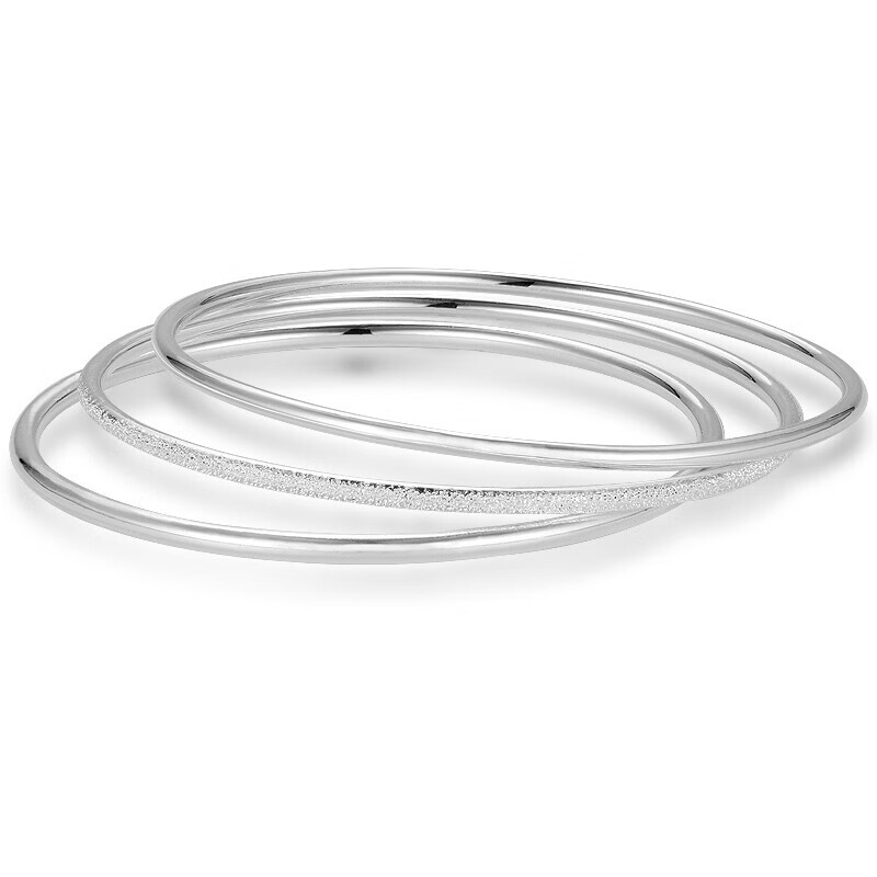 老银匠纯银手镯女S999三生三世足银镯子实心多圈年轻款送女友闺蜜礼物 三生三世流沙款(54mm)