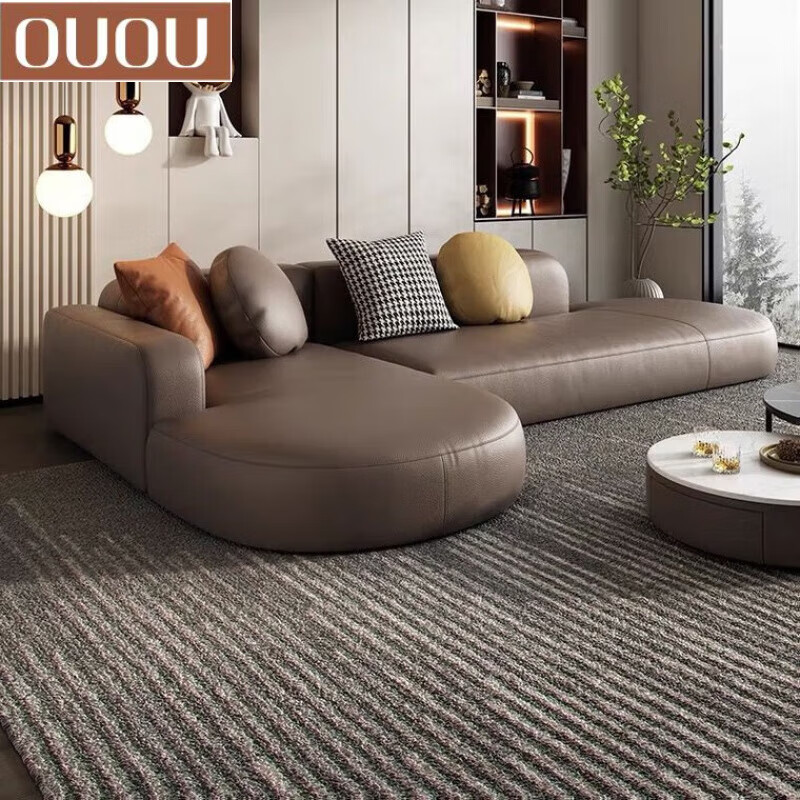 OUOU客厅小户型沙发北欧意式极简现代居家休闲新款设计大转角布艺沙发 多人坐+左贵妃2.6米 科技布海绵款