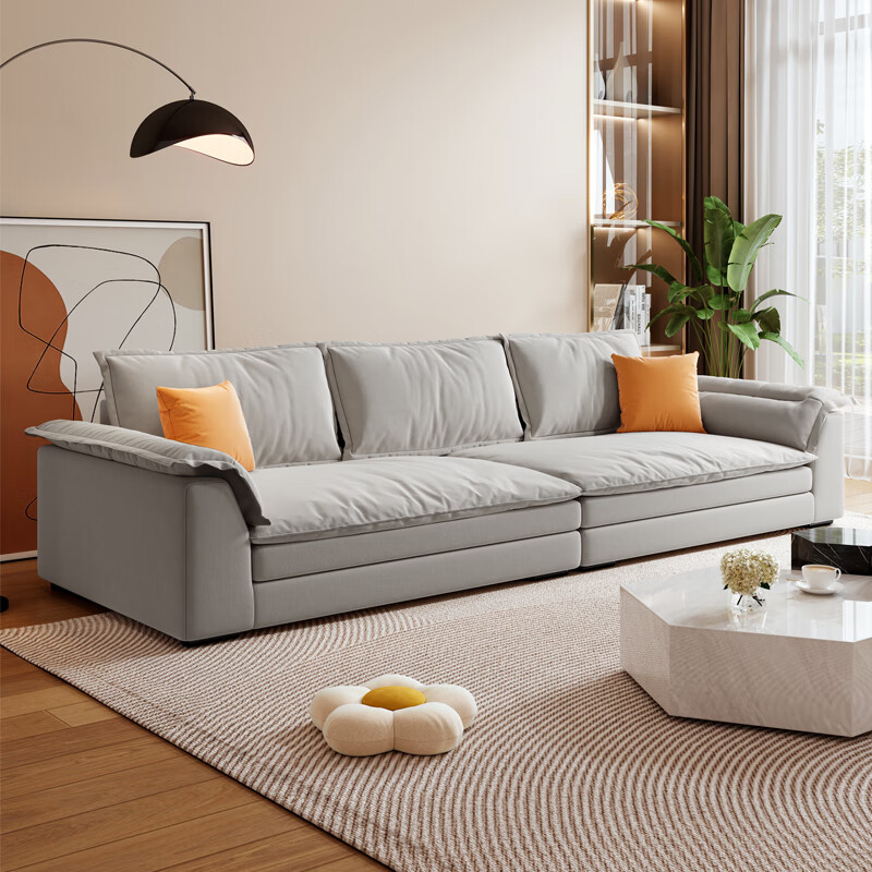 芝华士奶油风科技布沙发客厅小户型2024新款简约现代直排帆船布艺沙发 大三人位2.4米 纳米科技布面料+云感丝绵座包 0cm