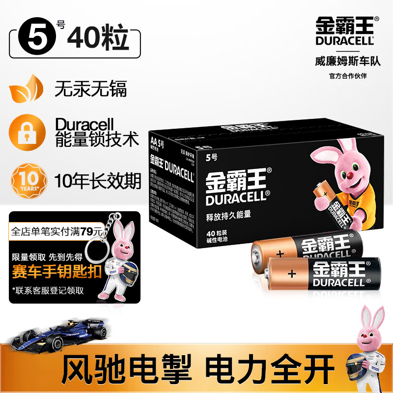 金霸王(Duracell)5号电池40粒装碱性干电池五号 适用耳温枪/血氧仪/鼠标血压计电子秤遥控器儿童玩具