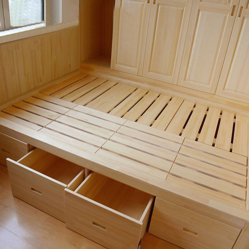 派迦丁榻榻米定做榻榻米床柜一体定制免漆实木现代简约客厅卧室儿童