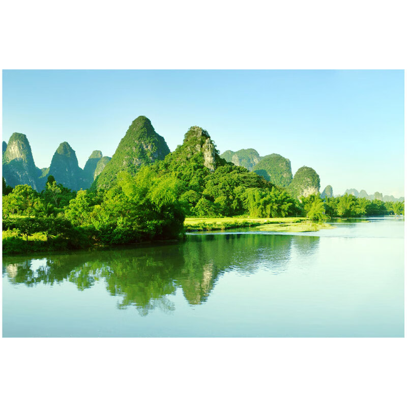 星舵桂林山水画风景画背景墙客厅挂画墙贴画青山绿水办公室自粘装饰画