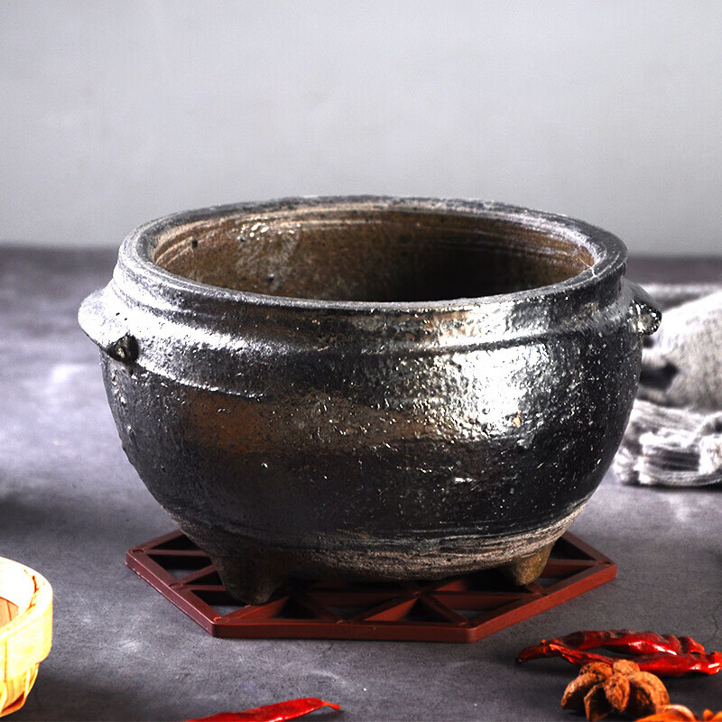 【甄选】米线土豆粉麻辣烫锅耐高温老式炖肉炖豆腐黑土陶瓷砂锅煤 收口大肚耐高温砂锅 1ml