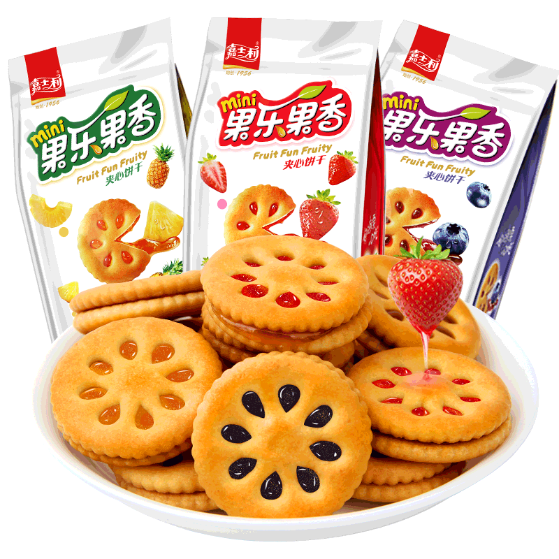 嘉士利果乐果香果酱夹心饼干散装注心饼干糕点代早餐休闲零食 草莓味