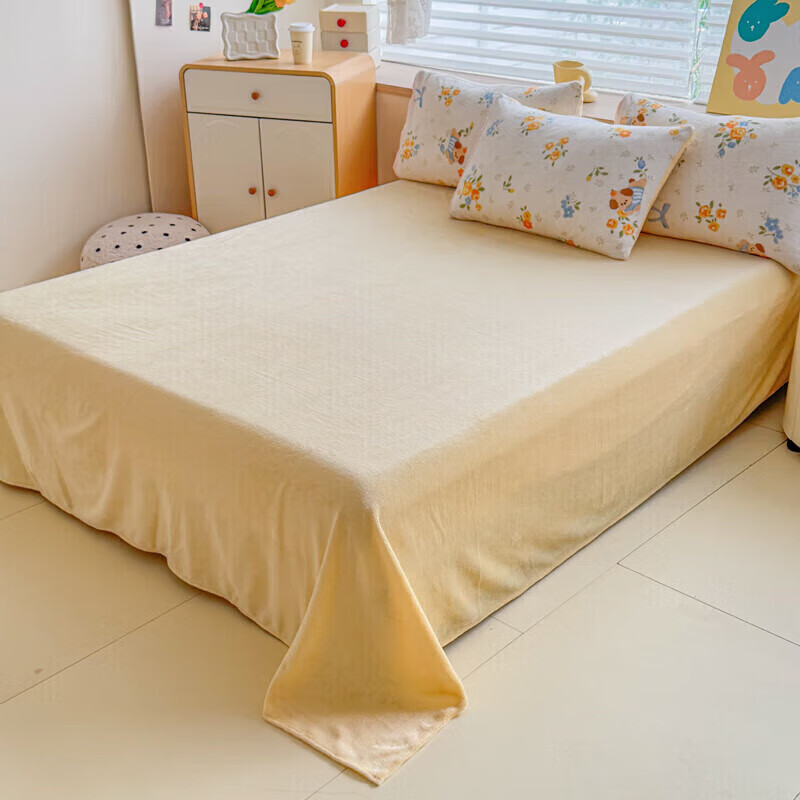 软贝小清新牛奶绒床上四件套保暖毛绒床单被套学生宿舍秋冬款三件套 布布萌宠 床单款 2.0m  被套200*230cm 四件套