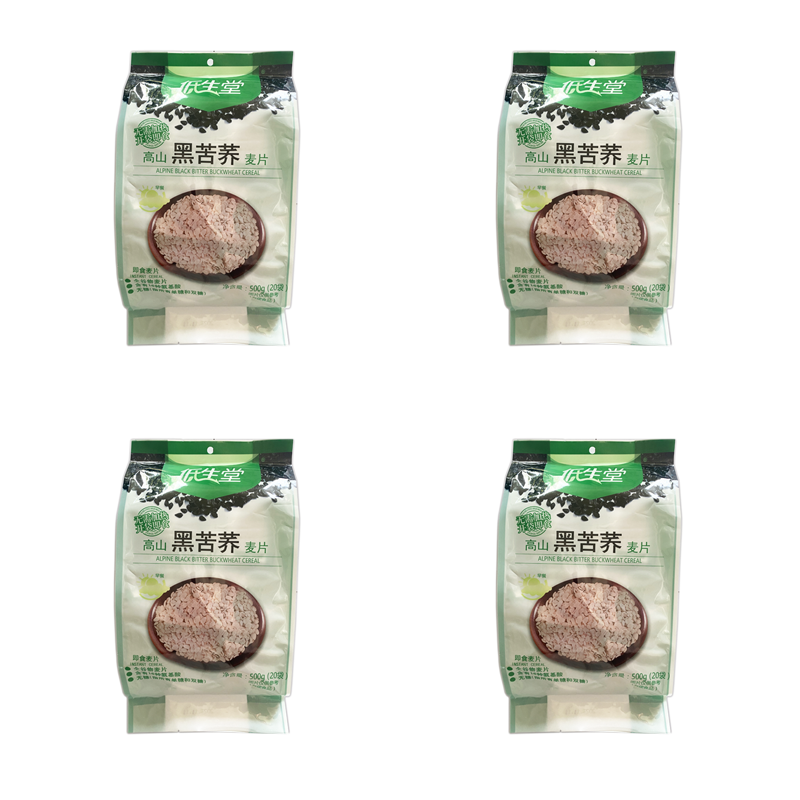 低生堂高山黑苦荞麦片500g即食冲泡无糖独立包装早餐代餐 3袋（再给I袋）=实发4袋