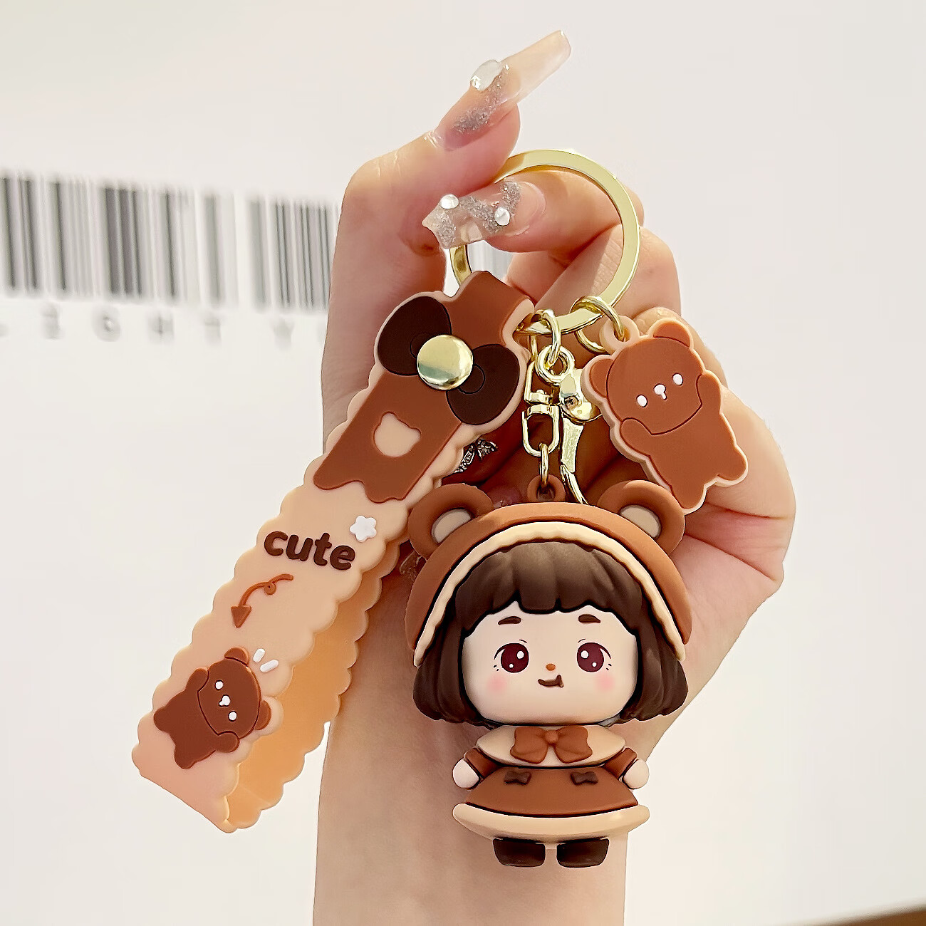 叙原创冬日熊熊女孩卡通钥匙扣可爱立体公仔汽车钥匙链情侣书包挂 棕色 独立包装