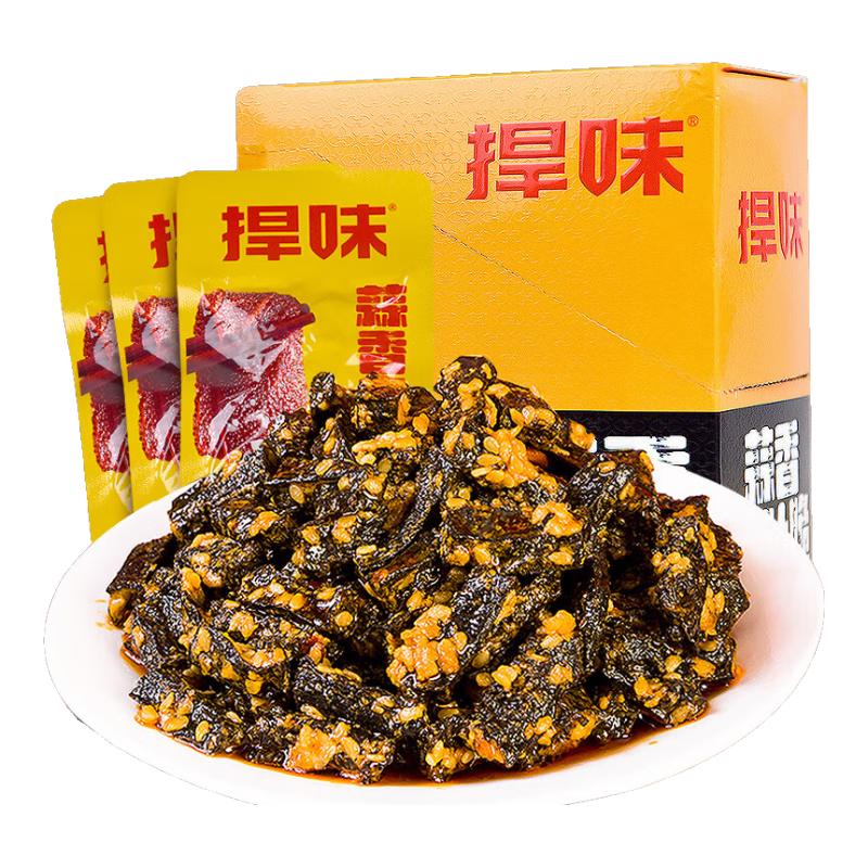 捍味 老北京蒜香爆肚脆魔芋爽开袋即食素毛肚休闲零食14g*20(280g)