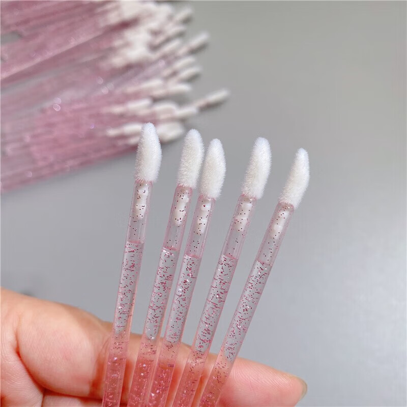 YAHLIGS水晶唇刷100支盒装一次性唇刷棒升级款便携植绒口红刷唇膏唇釉刷 一次性唇刷 1件 冰雪水晶蓝 100支/盒装