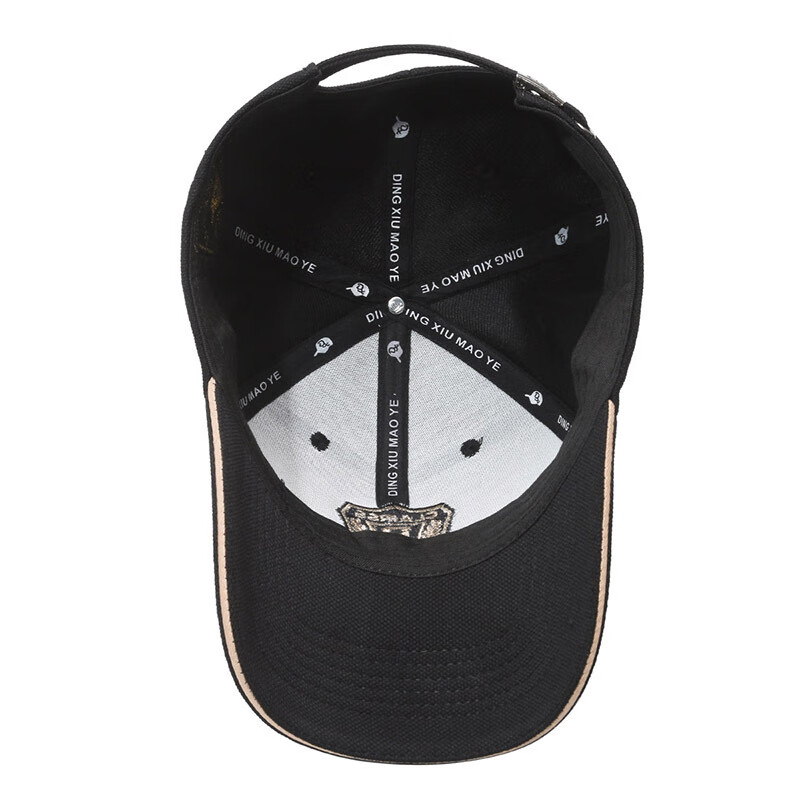 自相遇硬顶帽子男女同款菠萝布金线刺绣R字母遮阳棒球帽时尚百搭鸭舌帽 黑色金秀+礼盒 均码