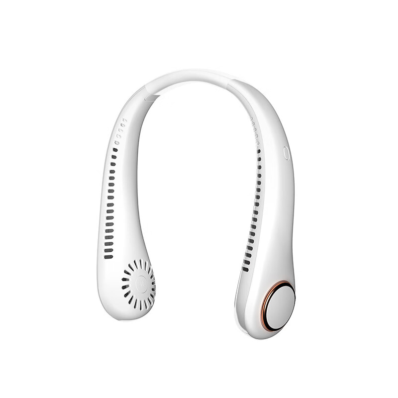 三挡无叶挂脖式风扇运动挂颈风扇夏日厨房无叶有刷挂脖风扇 白色 有刷挂脖风扇