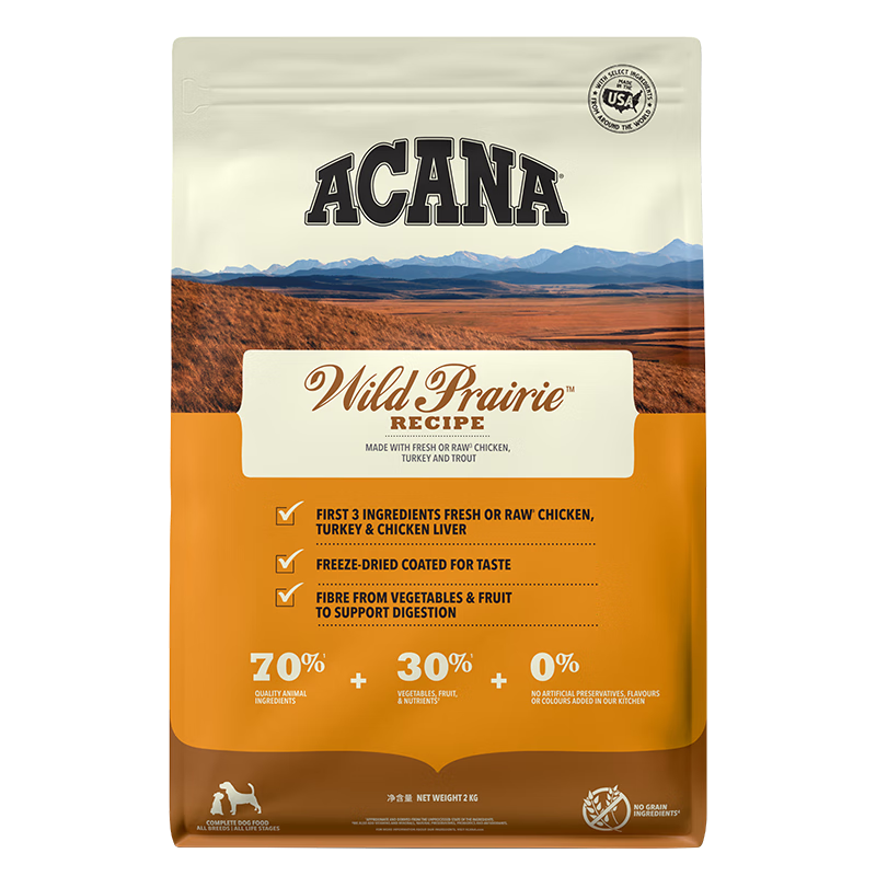 acana/������ ����ʢ�� ȫ�׶�ͨ�ù��� ����ζ 2kg 170Ԫ