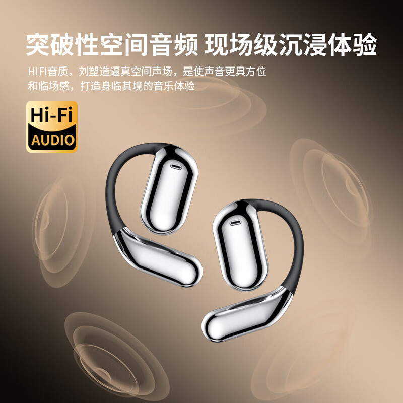 炽垚【柏林之声 | 2026最新款触屏顶配】蓝牙耳机挂耳式超长续航骨传导概念开放降噪运动适用苹果华为 黑灰色【定向传音 | 舒适佩戴】 【2026最新款触屏顶配】
