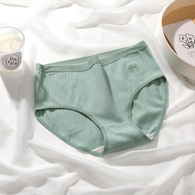 内裤女纯色高腰裆大码少女学生短裤 高腰喵喵-墨绿 1条 L