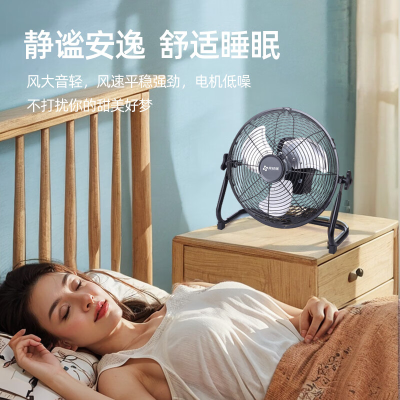 风轻杨太阳能充电趴地扇工业风扇台扇直流变频无刷电机超长续航48小时12档大风力户外防水风扇学生宿舍 【配移动电源】银色16寸(外置23400毫安电池)