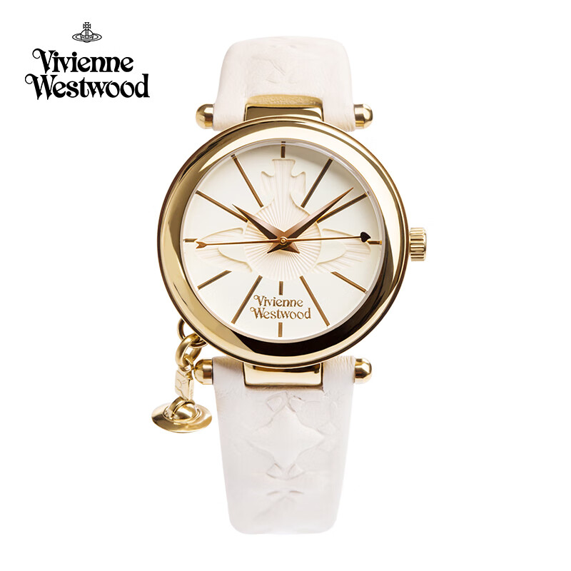 薇薇安·威斯特伍德（Vivienne Westwood）西太后时尚女士手表欧美石英腕表女生女表情人节母亲节礼物送妈妈 优雅白色土星女表 32mm
