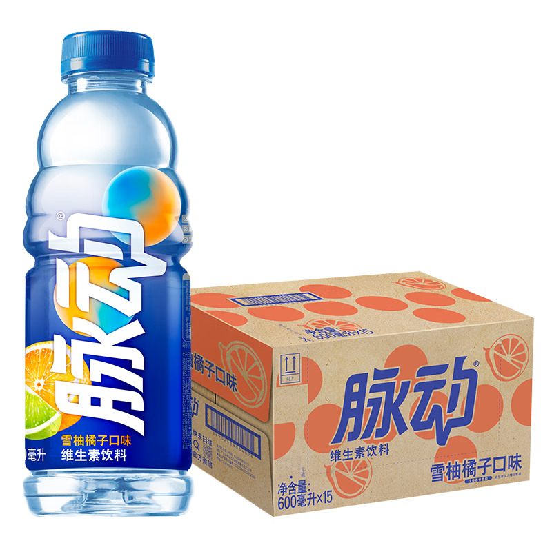 Mizone 脉动 雪柚橘子口味 600ML*15瓶 维C低糖维生素出游做运动饮料必备