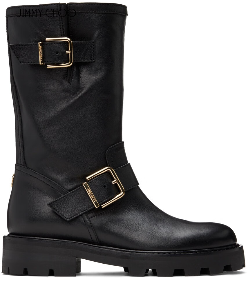 周仰杰(jimmy choo)七夕礼物 女士黑色bikerii中筒靴 black 35.5 it