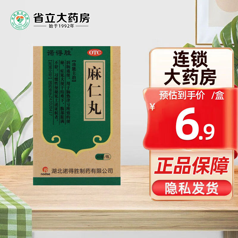 诺得胜 麻仁丸 30g/瓶便秘润肠通便腹部胀满习惯性便秘大便干结 1盒装