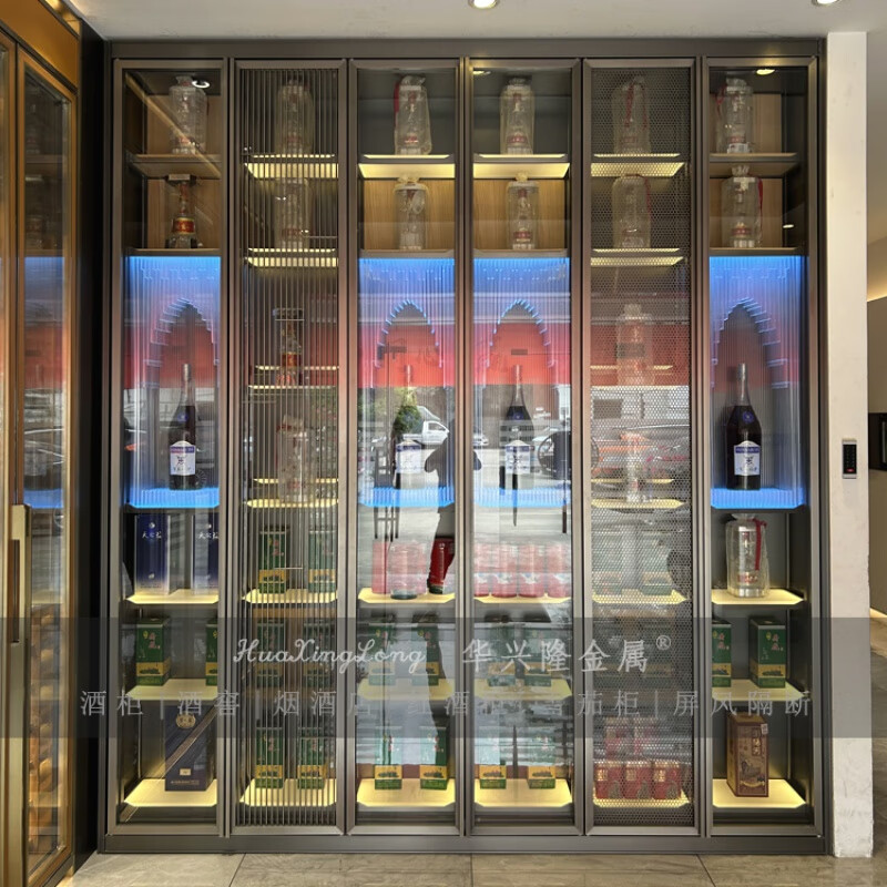 mexueer定制不锈钢酒柜定制 恒温不锈钢酒柜厂家 餐厅红酒架展示柜