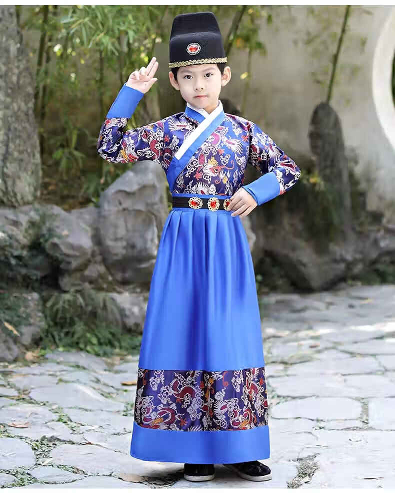 飞鱼服男童锦衣卫古装四大名捕侍卫侠客春秋汉服明制唐装服装 蓝色