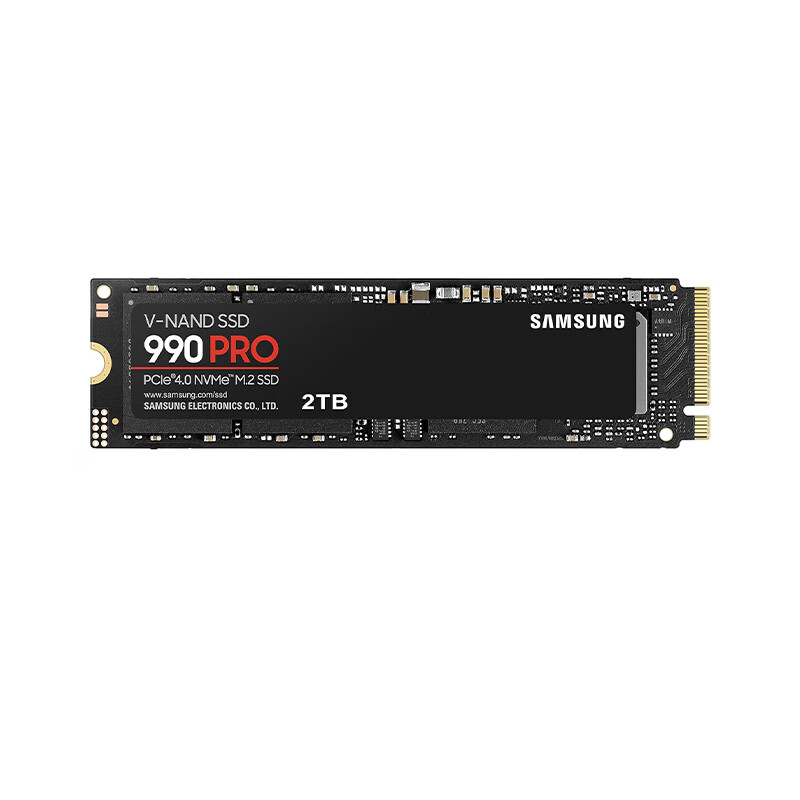 SAMSUNG三星990 PRO NVMe M.2 PCIe Gen4 固态硬盘2TB顺序读取速度7450 MB/s 高端计算 游戏和重型工作站 黑色