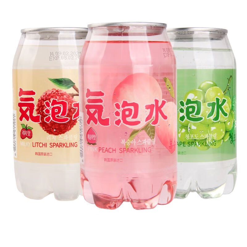 熊古屋韩国原装进口熊古屋桃味气泡水0零脂肪汽水碳酸饮料350ml*3/6