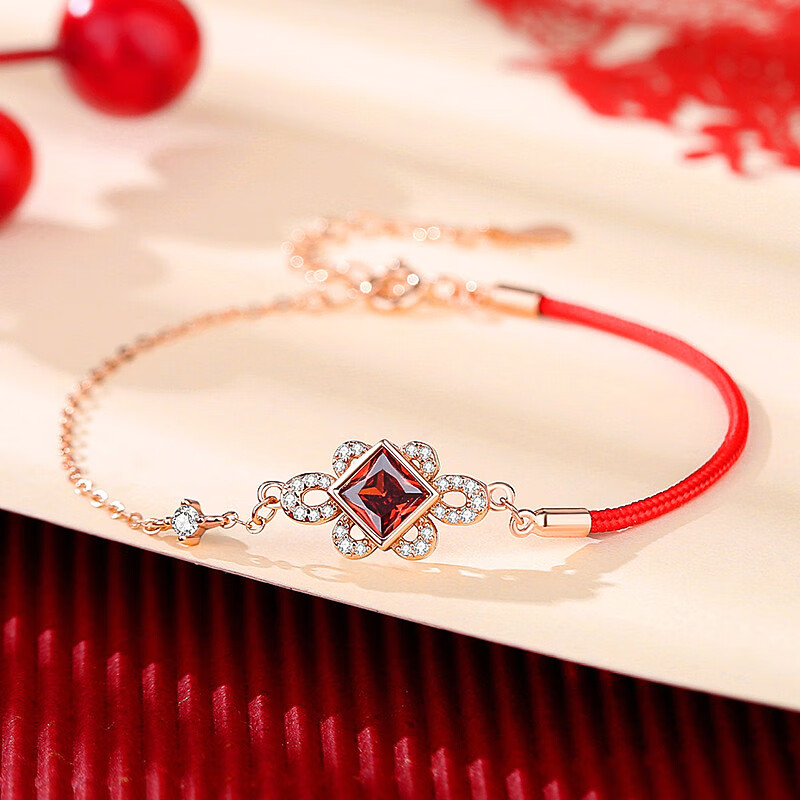 源璐新中式国风中国结红绳手链女银轻奢小众精致本命年红绳手绳手饰