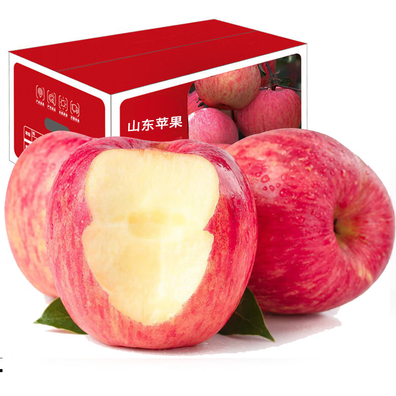 懿庄园 FRUIT MANOR山东烟台红富士苹果 新鲜水果脆甜  整箱8.6斤 净重8斤+ 75-80mm