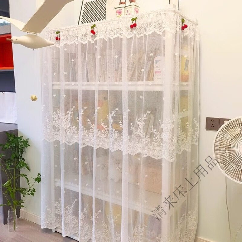 罔济书柜防尘帘遮挡货架书架衣架全包遮挡帘飘窗窗帘免打孔魔术贴粘小