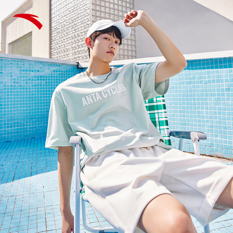 安踏短袖男女同款情侣t恤速干衣运动棉质百搭打底衫宽松休闲男上衣