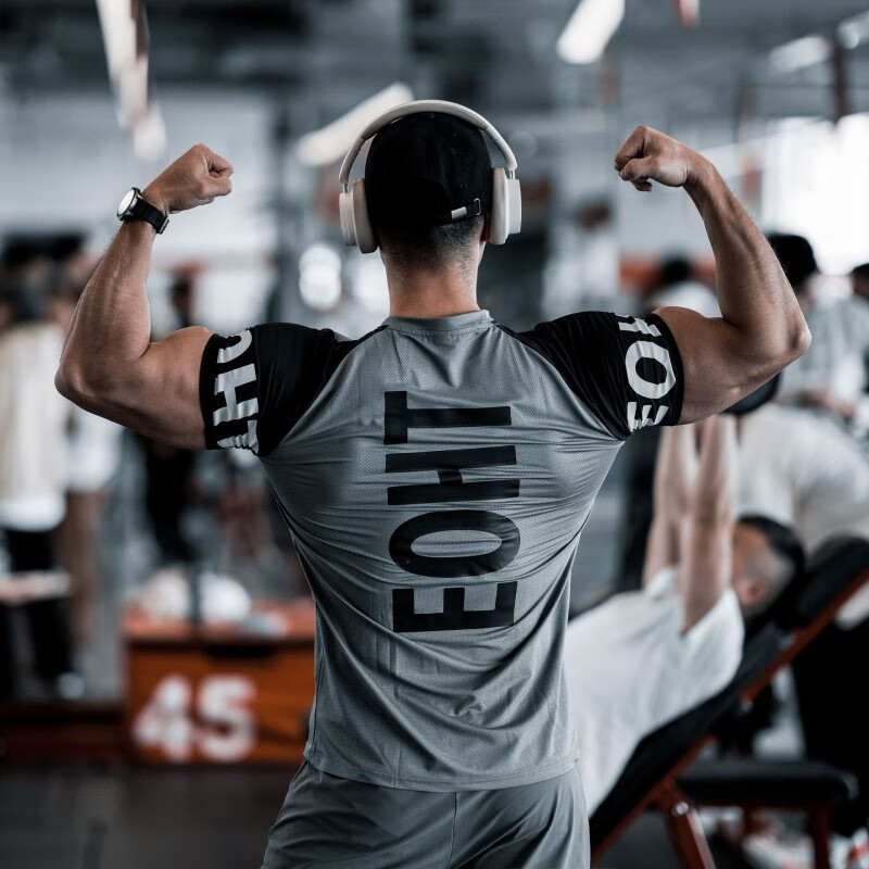 创京懿选胖子健身服套装男冰感 运动短袖t恤肌肉健身撸铁跑步透气弹力