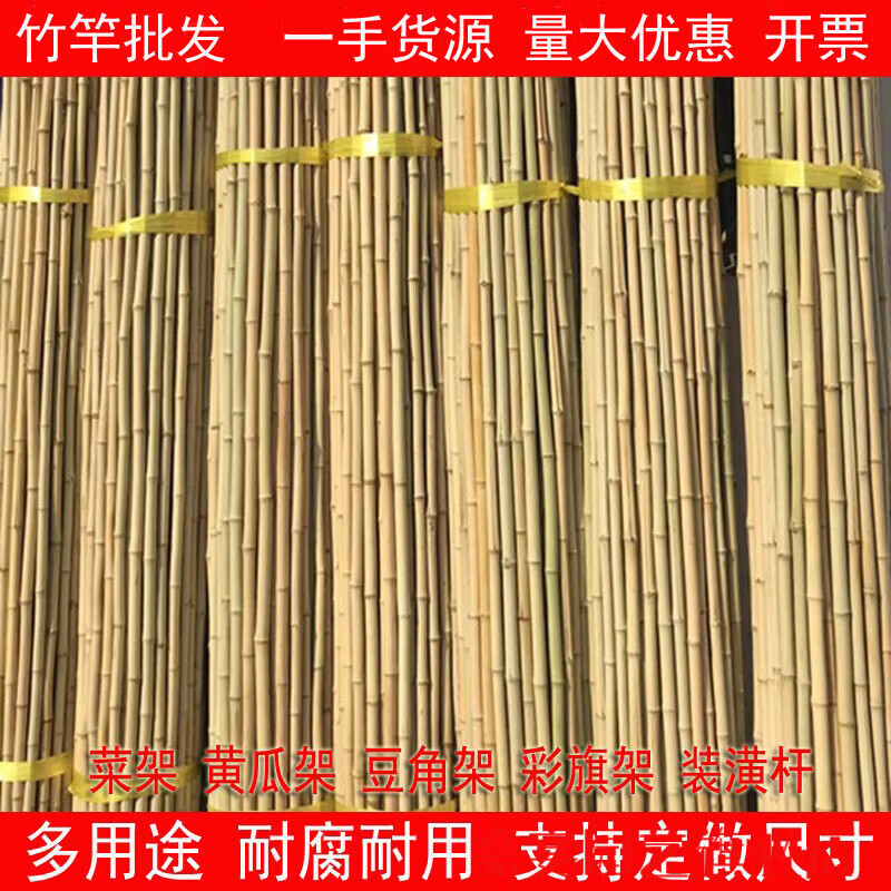 LZJV粗細(xì)小竹竿蔬菜爬藤竹桿架種菜園搭架豆角架籬笆柵欄彩旗桿細(xì)竹子 粗度3cm直徑_長度2米（40根） 中等