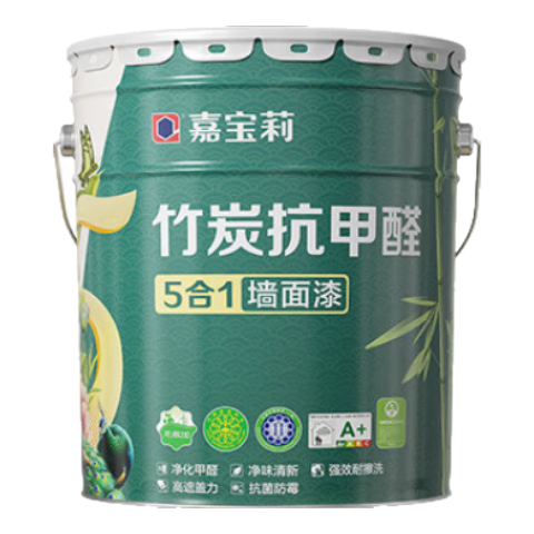 嘉寶莉內(nèi)墻乳膠漆竹炭抗甲醛五合一墻面漆抗菌防霉環(huán)保油漆涂料20kg/15L