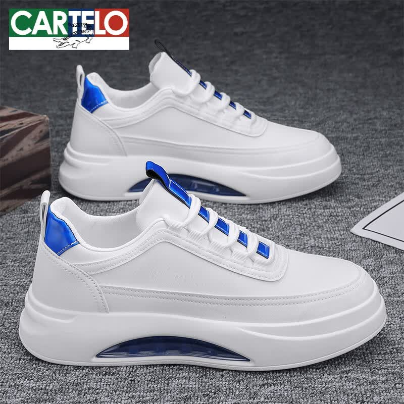 卡帝乐鳄鱼(cartelo)男鞋2024新款夏季透气小白鞋休闲增高气垫潮鞋