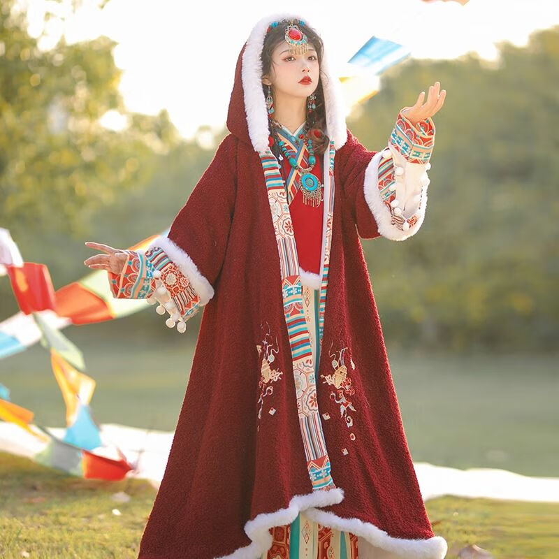 风情藏服少改良藏风汉元素少数民族风 交领上袄 改良唐褙子 齐腰裙 外